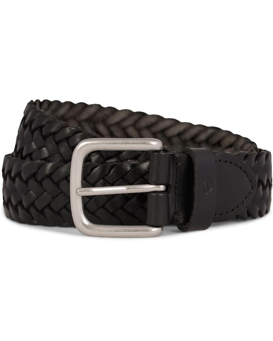 oscar jacobson braided leather belt black mgf9f